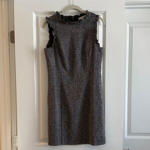 Sleeveless Ruffle Trim Gray Dress